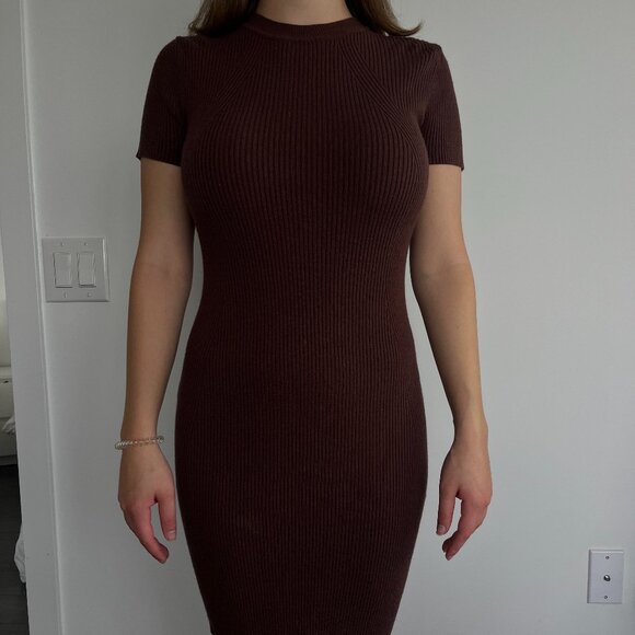Dynamite Brown / Mocha Sweater Dress Bodycon - Size Small - Picture 1 of 6
